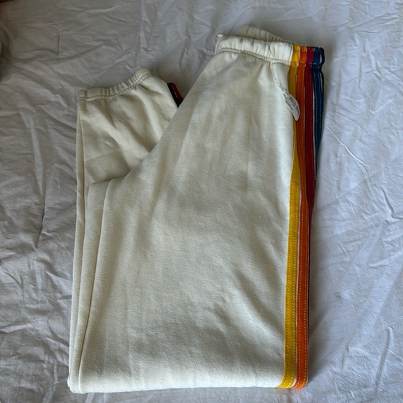Aviator Nation 5 stripe Sweatpants- Vintage White  NWT - Picture 2 of 5